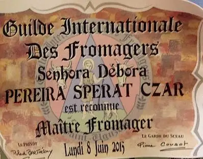 Esse diploma destaca o trabalho dos profissionais que dedicam sua vida aos queijos.
